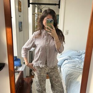 Elegant Striped Gray Button Down Shirt